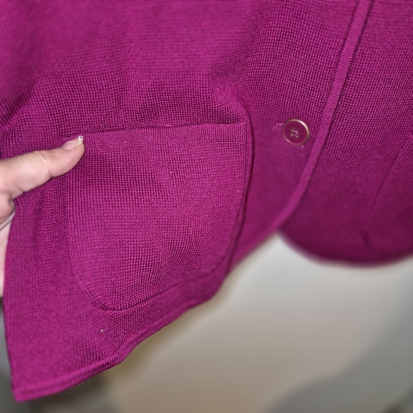 Talbot Pure Merino Wool Cardigan Jacket Sz.LP NWT Burgundy - Picture 2 of 8
